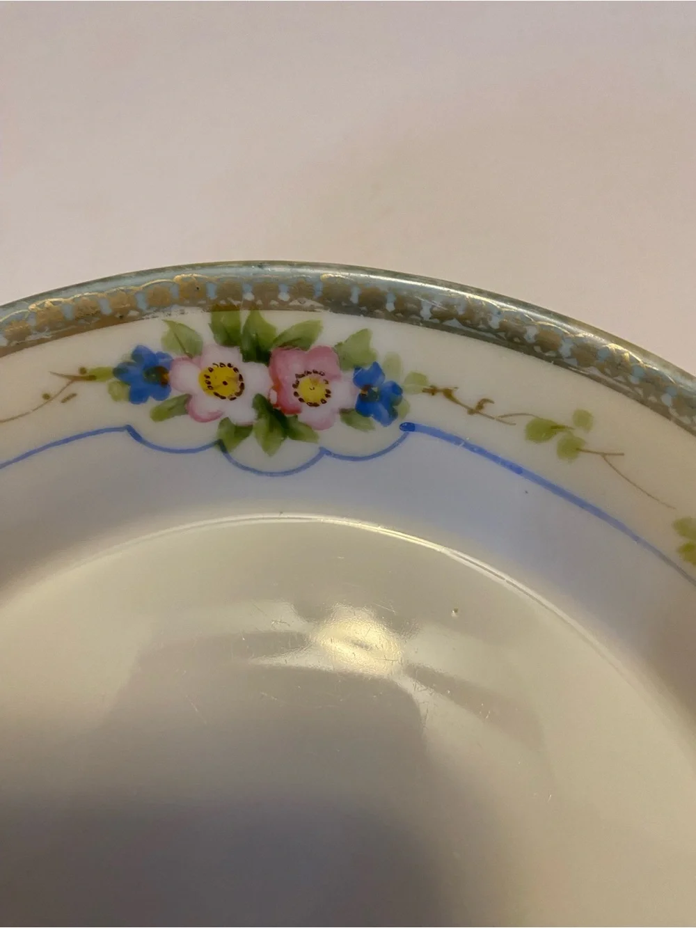Nippon Porcelain Two Handle Salt/Teabag Dish-Hand Painted/Raised Gold Trim